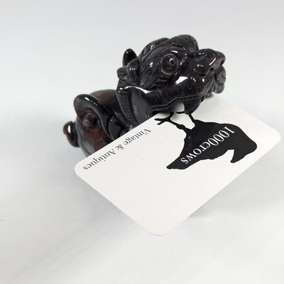Solid stone carved Dragon Offspring Monster Pi-Xiu sculpture money + protection - Picture 9 of 10